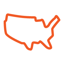 orange line icon of continental united states